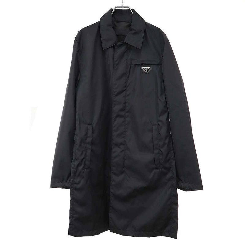 Prada Re-Nylon Logo Plate Nylon Coat Sgb008 Black 46