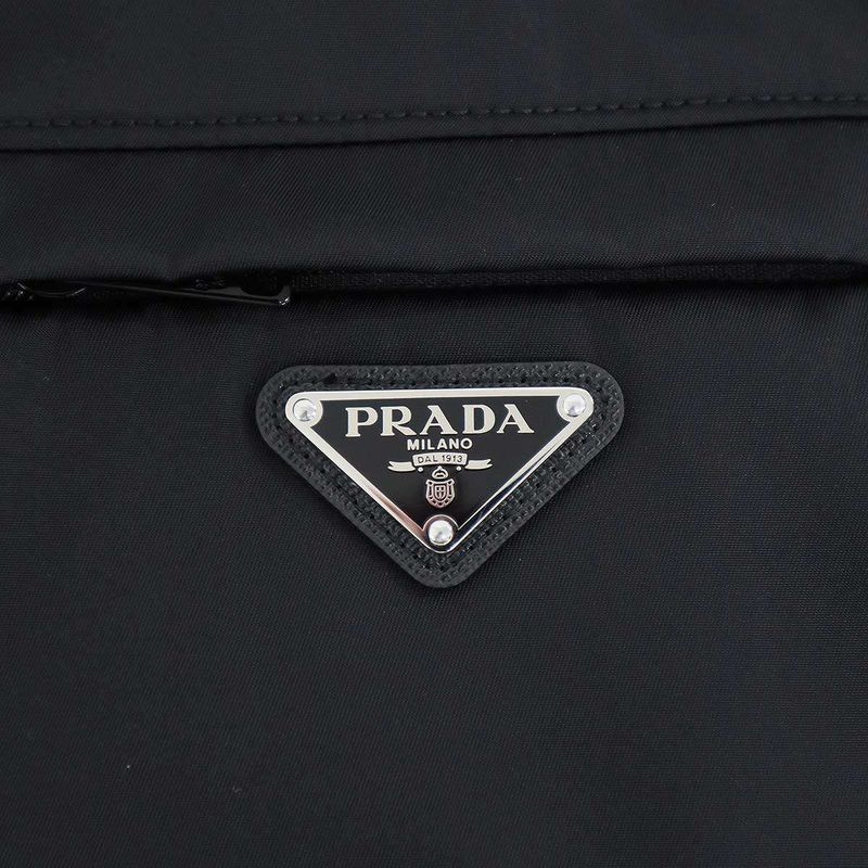 Prada Re-Nylon Logo Plate Nylon Coat Sgb008 Black 46