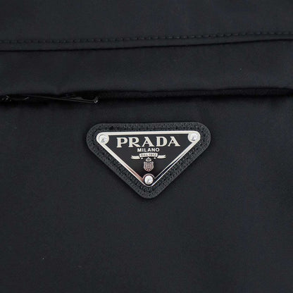 Prada Re-Nylon Logo Plate Nylon Coat Sgb008 Black 46