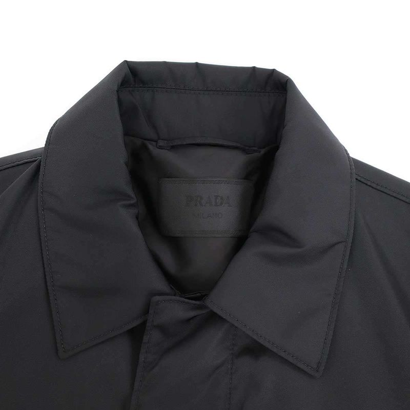 Prada Re-Nylon Logo Plate Nylon Coat Sgb008 Black 46