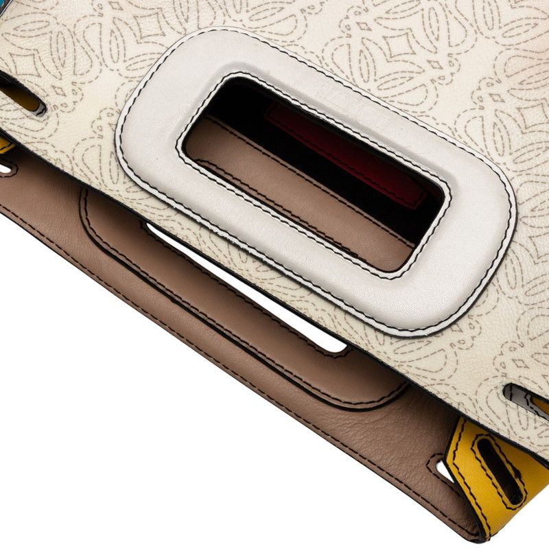 Loewe Anagram Handbag Shoulder Bag 2WAY White Multicolor PVC Leather Women Loewe