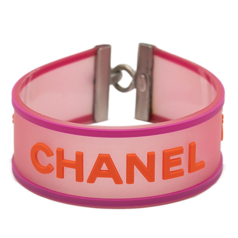 Chanel Logo Pink Orange Rubber Ladies Chanel