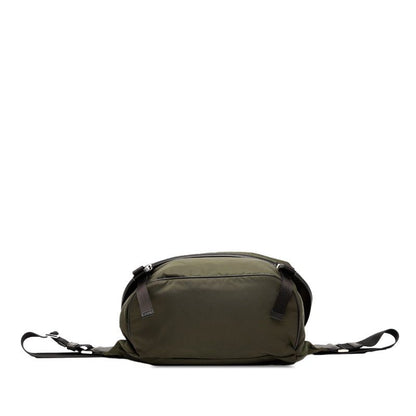 Prada Triangle Logo Plate Crossbody Shoulder Bag Va0994 Khaki Black Nylon Women