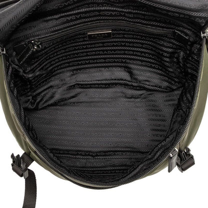 Prada Triangle Logo Plate Crossbody Shoulder Bag Va0994 Khaki Black Nylon Women