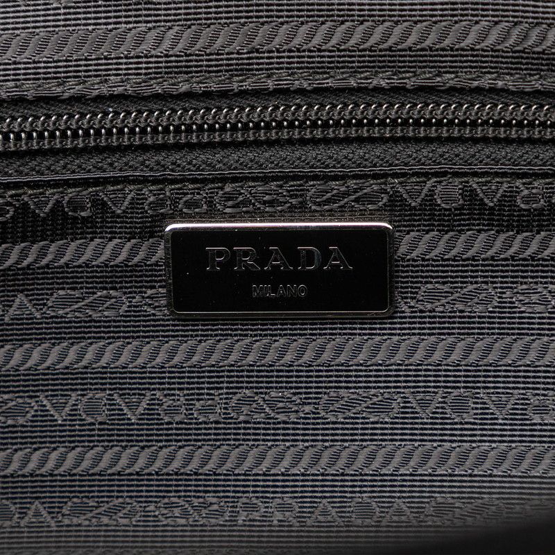 Prada Triangle Logo Plate Crossbody Shoulder Bag Va0994 Khaki Black Nylon Women