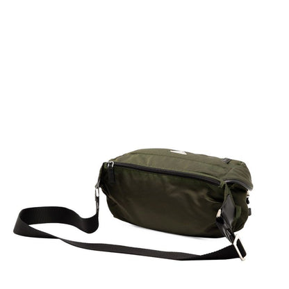 Prada Triangle Logo Plate Crossbody Shoulder Bag Va0994 Khaki Black Nylon Women