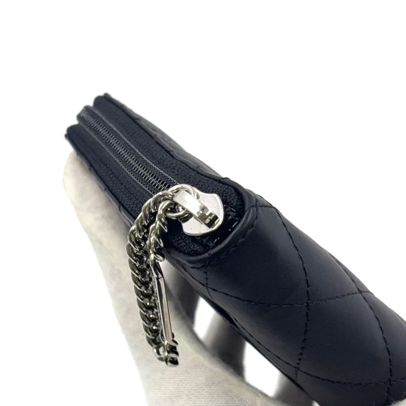 Chanel Cambon Line Coco Mark Round Zipper Serial No 19 Leather Black Long