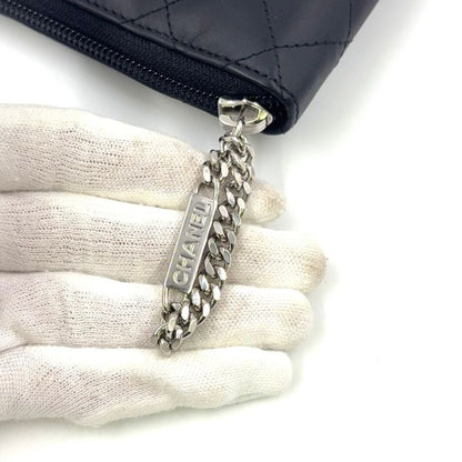 Chanel Cambon Line Coco Mark Round Zipper Serial No 19 Leather Black Long