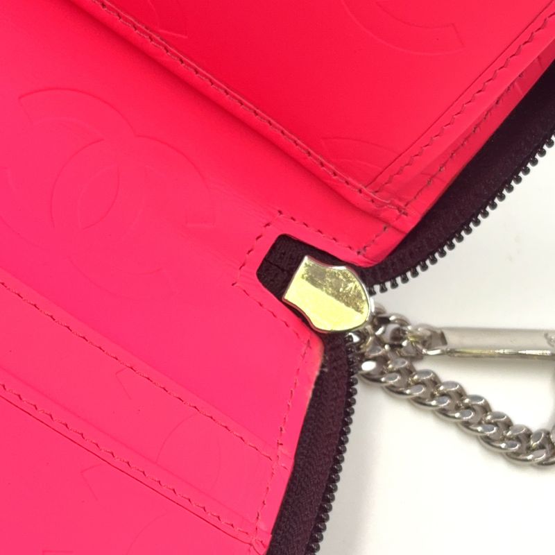 Chanel Cambon Line Coco Mark Round Zipper Serial No 19 Leather Black Long