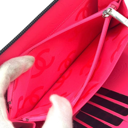 Chanel Cambon Line Coco Mark Round Zipper Serial No 19 Leather Black Long