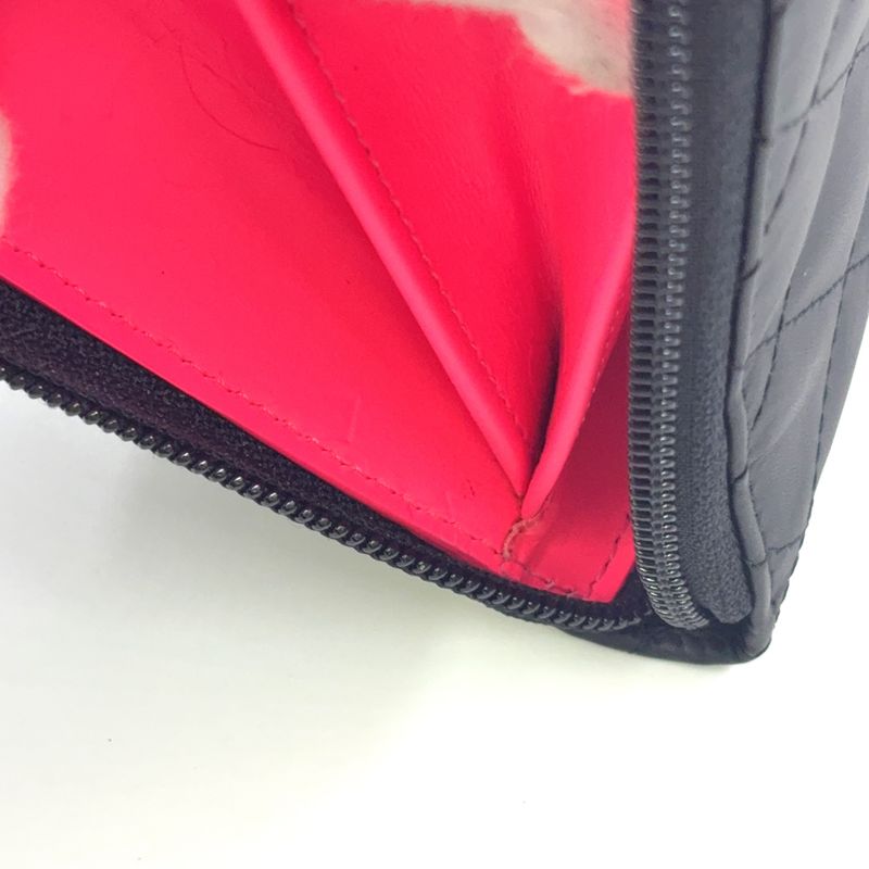 Chanel Cambon Line Coco Mark Round Zipper Serial No 19 Leather Black Long