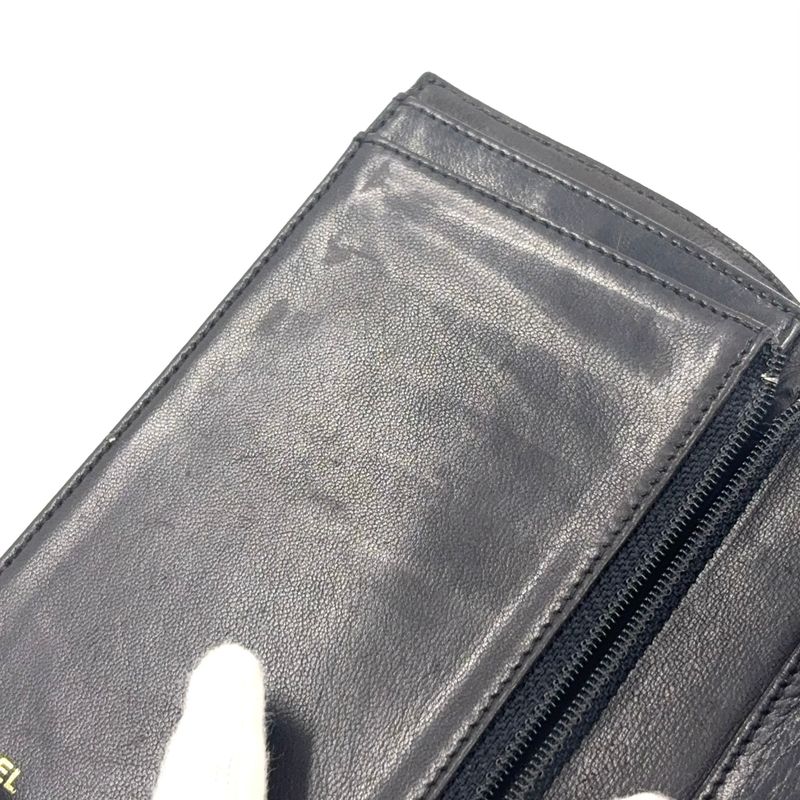 Chanel Coco Mark Serial No 4 Caviar Skin Black Wallet Gold