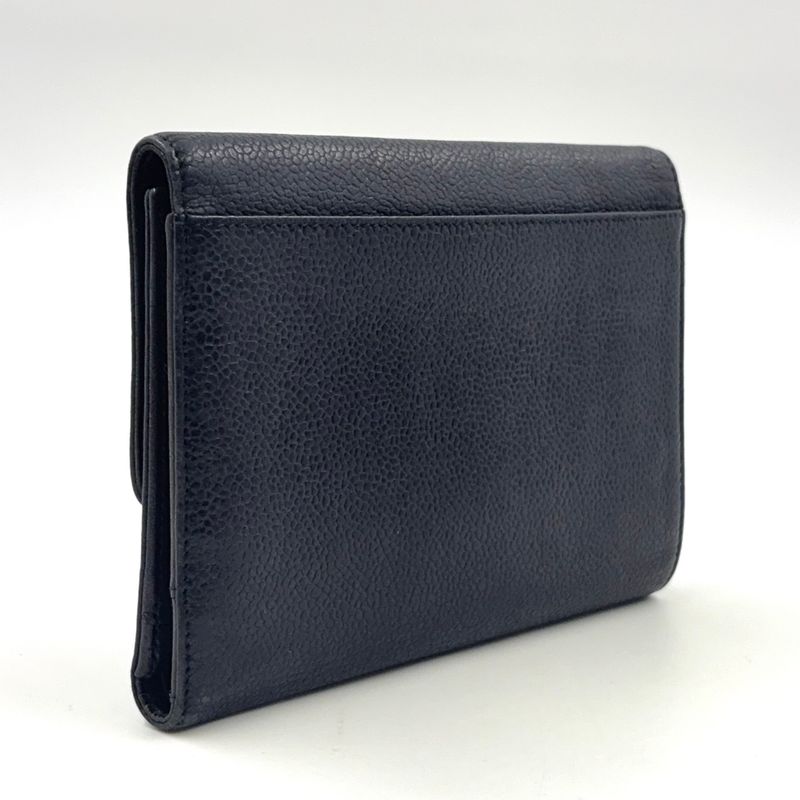 Chanel Coco Mark Serial No 4 Caviar Skin Black Wallet Gold