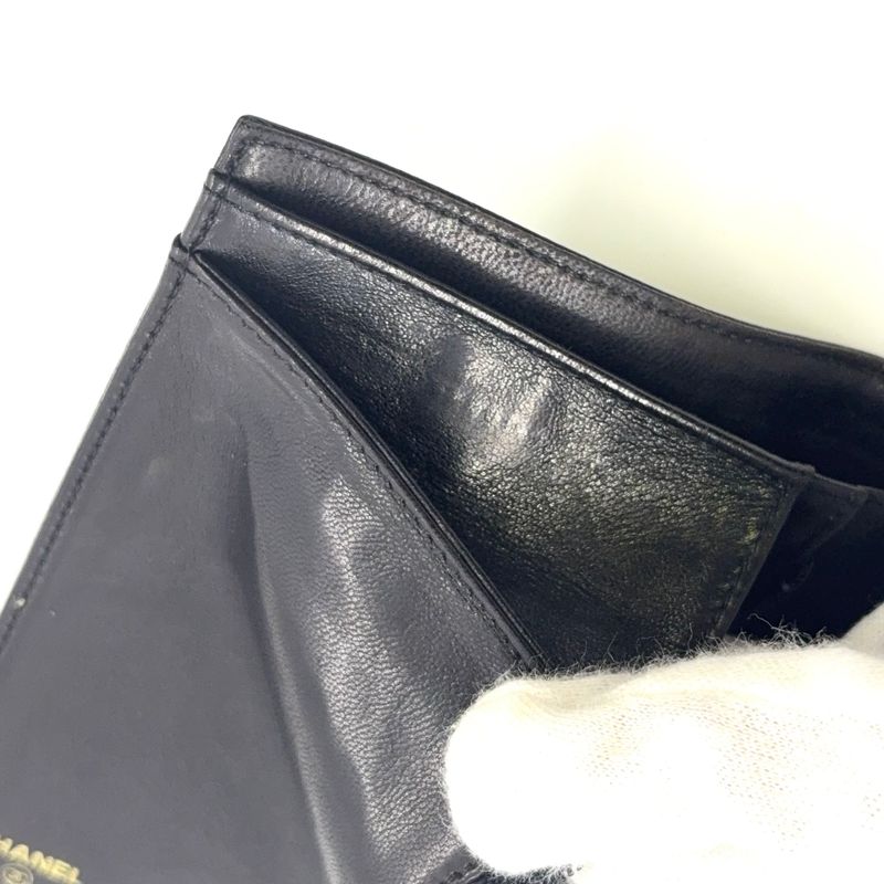 Chanel Coco Mark Serial No 4 Caviar Skin Black Wallet Gold