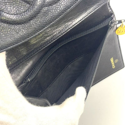 Chanel Coco Mark Serial No 4 Caviar Skin Black Wallet Gold
