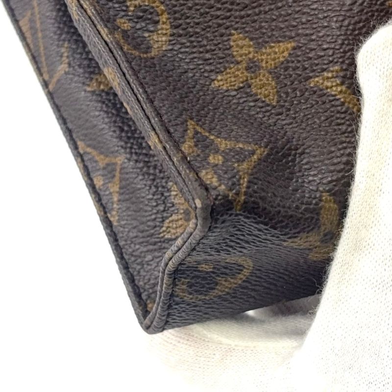 Louis Vuitton Poche Toilette 26 Monogram Leather × PVC Brown Clutch Bag Gold