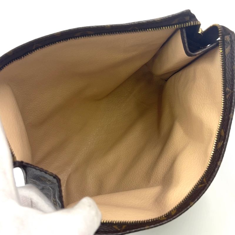 Louis Vuitton Poche Toilette 26 Monogram Leather × PVC Brown Clutch Bag Gold