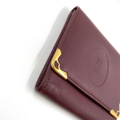 Cartier Must Line Leather Bordeaux Coin Case Gold