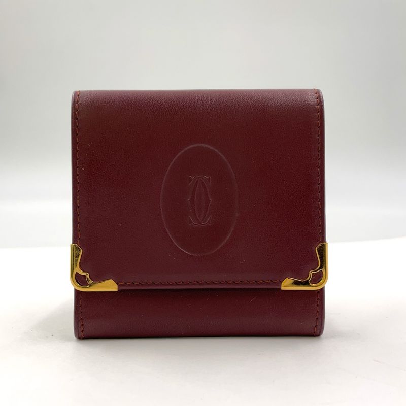 Cartier Must Line Leather Bordeaux Coin Case Gold