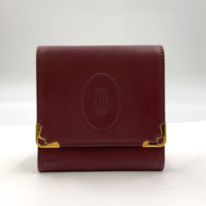 Cartier Must Line Leather Bordeaux Coin Case Gold