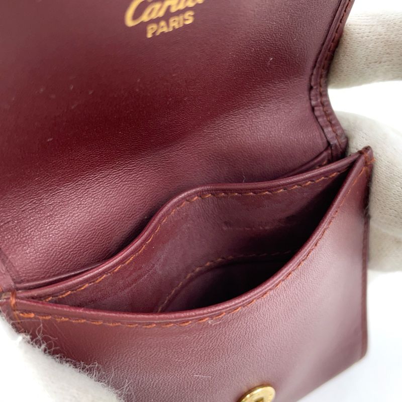Cartier Must Line Leather Bordeaux Coin Case Gold