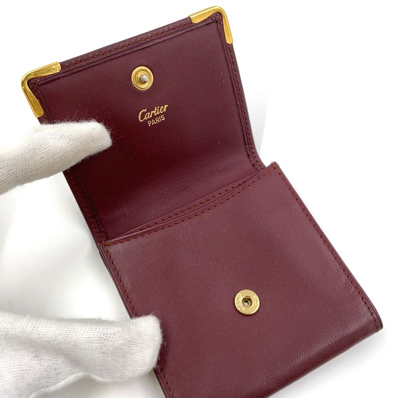 Cartier Must Line Leather Bordeaux Coin Case Gold