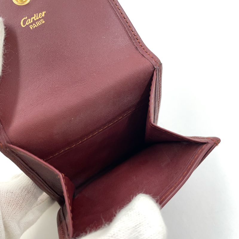 Cartier Must Line Leather Bordeaux Coin Case Gold