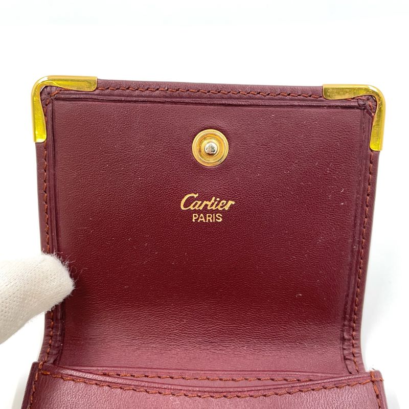 Cartier Must Line Leather Bordeaux Coin Case Gold