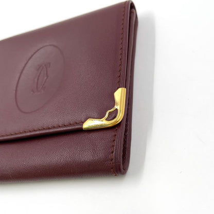Cartier Must Line Leather Bordeaux Coin Case Gold