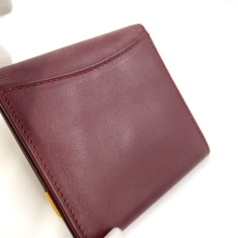 Cartier Must Line Leather Bordeaux Coin Case Gold