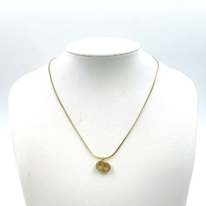 Christian Dior CD Logo Rhinestone GP Gold Necklace