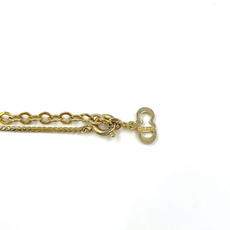 Christian Dior CD Logo Rhinestone GP Gold Necklace