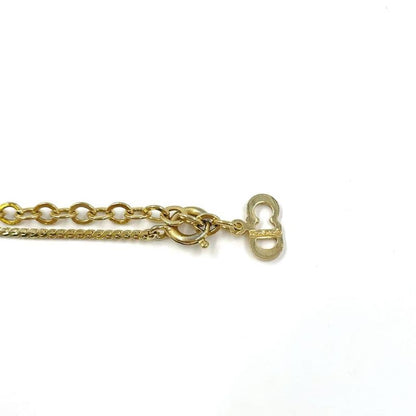 Christian Dior CD Logo Rhinestone GP Gold Necklace