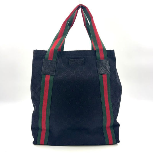 Gucci GG Canvas Sherry Line Canvas Green X Black X Red Tote Bag 189669