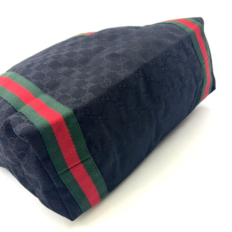 Gucci GG Canvas Sherry Line Canvas Green X Black X Red Tote Bag 189669