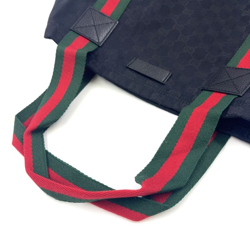 Gucci GG Canvas Sherry Line Canvas Green X Black X Red Tote Bag 189669
