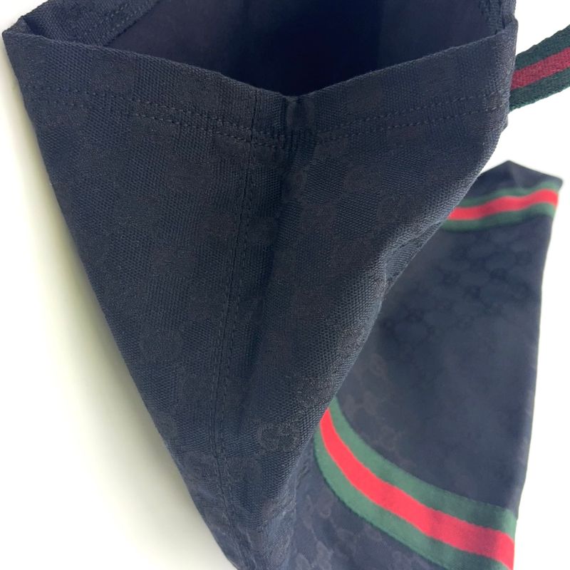 Gucci GG Canvas Sherry Line Canvas Green X Black X Red Tote Bag 189669