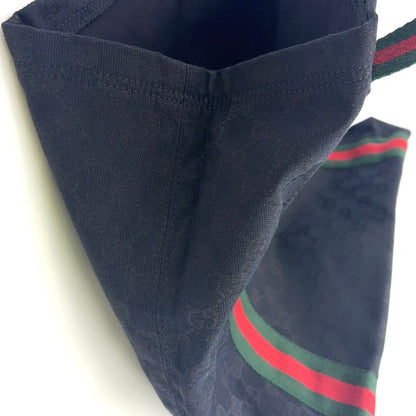 Gucci GG Canvas Sherry Line Canvas Green X Black X Red Tote Bag 189669