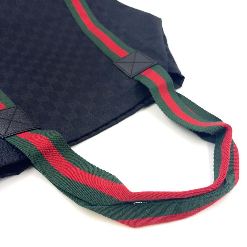 Gucci GG Canvas Sherry Line Canvas Green X Black X Red Tote Bag 189669
