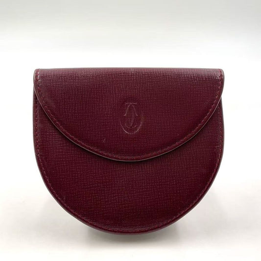Cartier Must De Leather Bordeaux Coin Case Gold