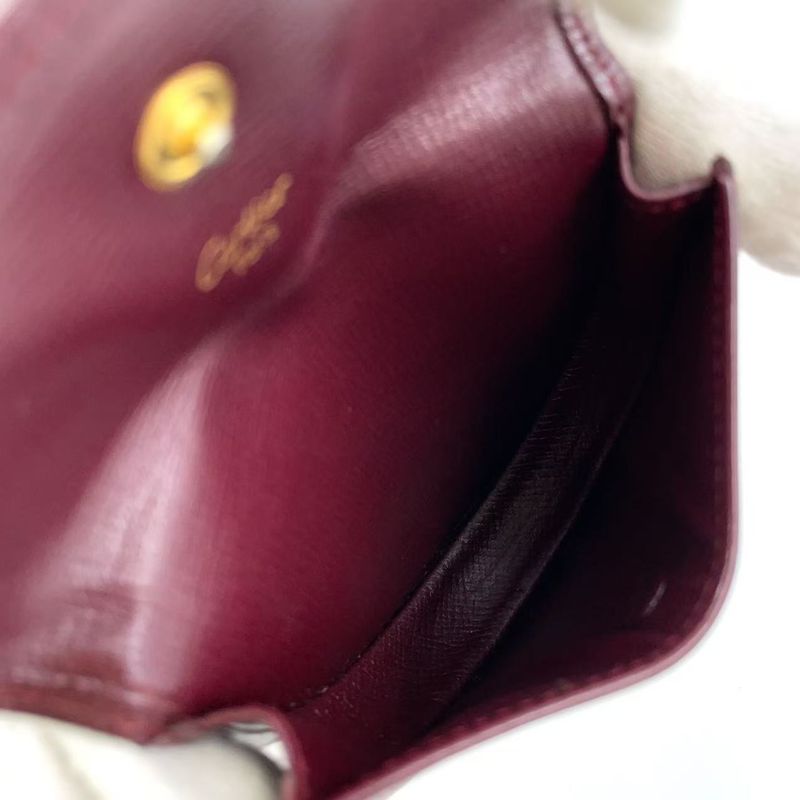 Cartier Must De Leather Bordeaux Coin Case Gold