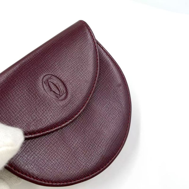 Cartier Must De Leather Bordeaux Coin Case Gold