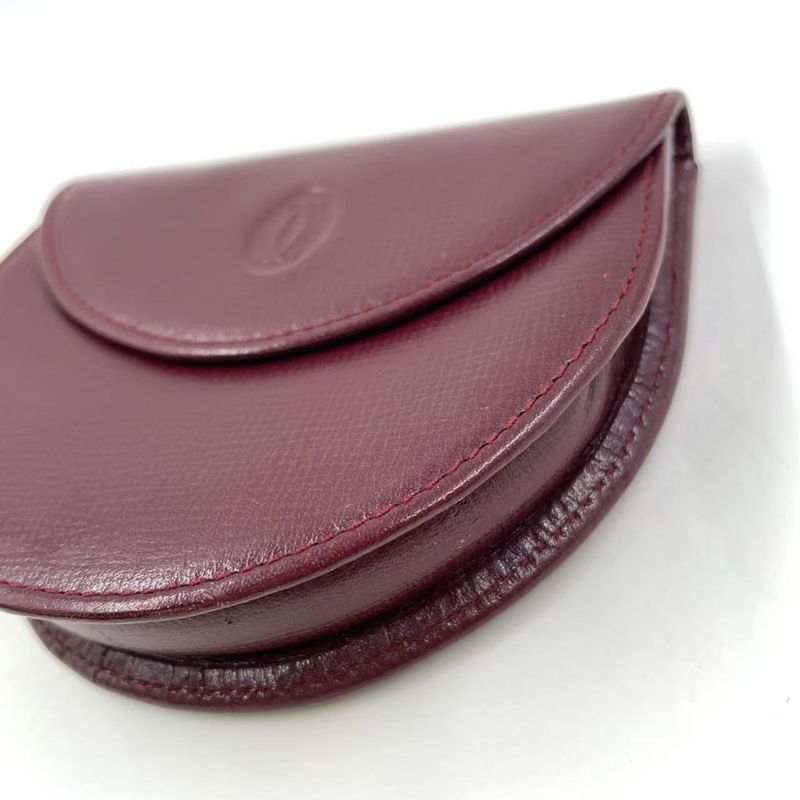 Cartier Must De Leather Bordeaux Coin Case Gold