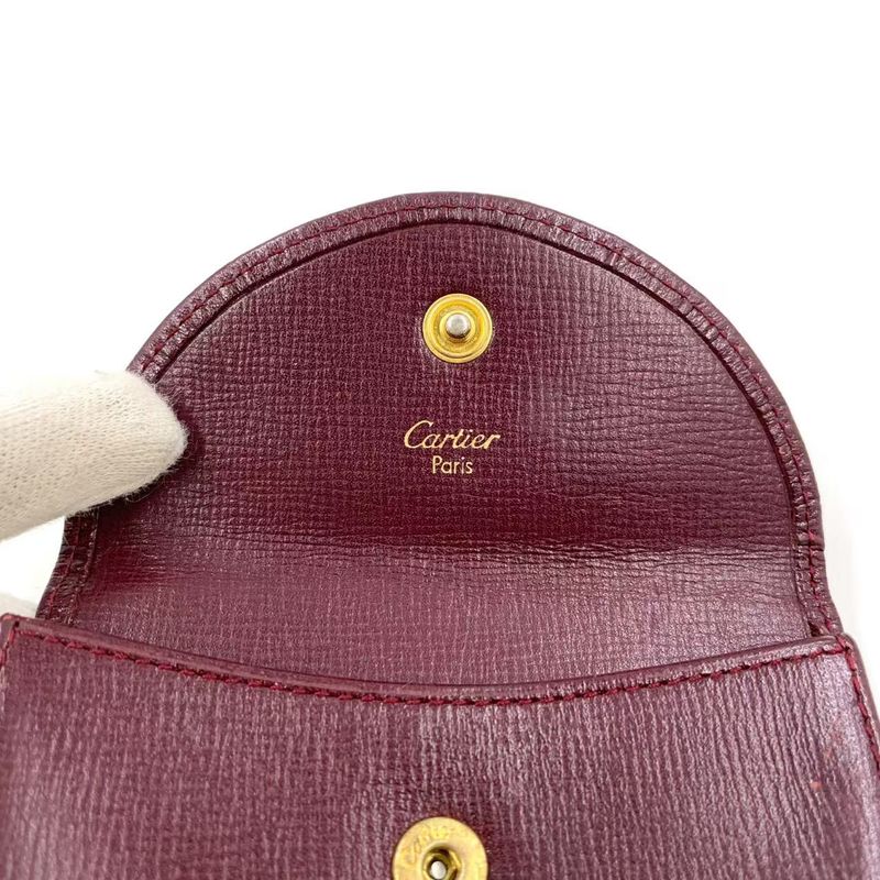 Cartier Must De Leather Bordeaux Coin Case Gold