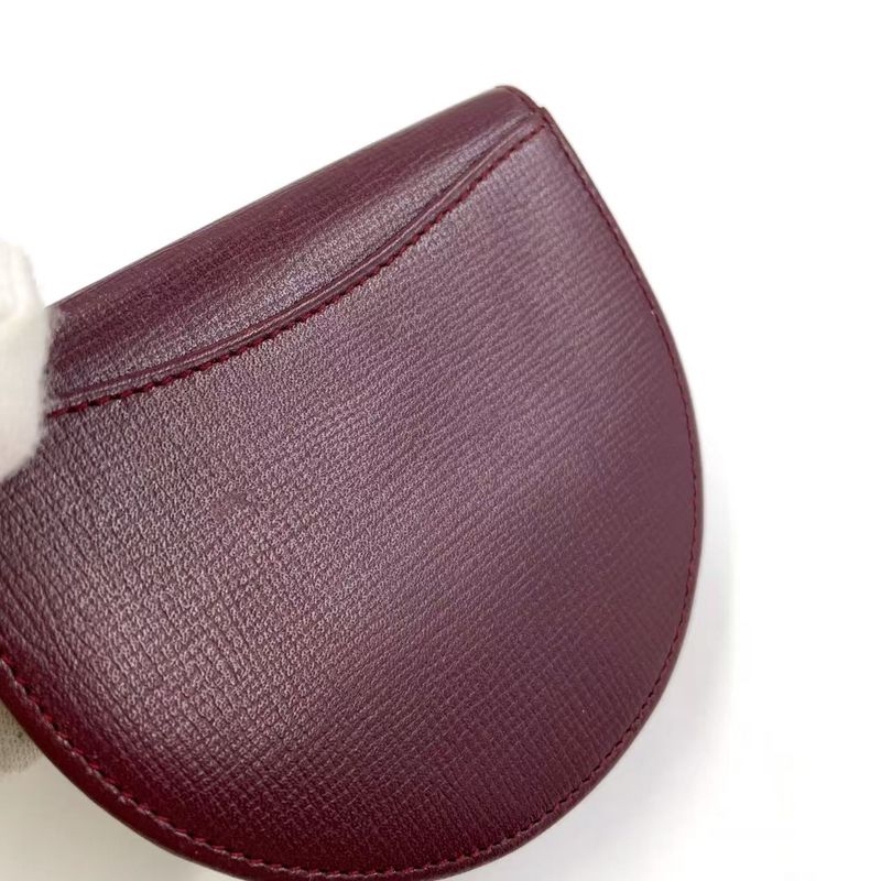 Cartier Must De Leather Bordeaux Coin Case Gold