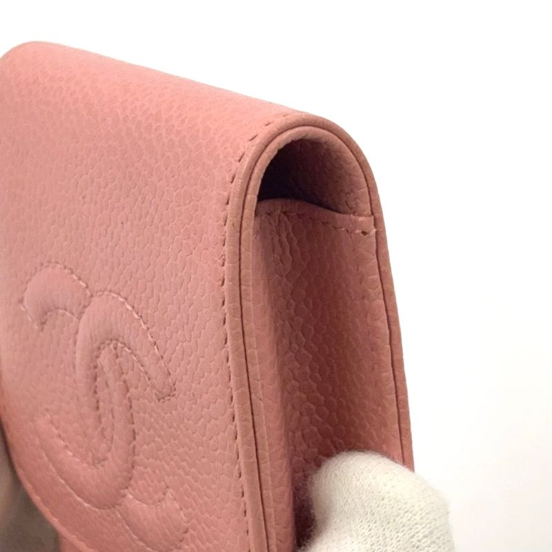 Chanel Coco-mark Cigarette Caviar Skin Pink Case Small Case Gold