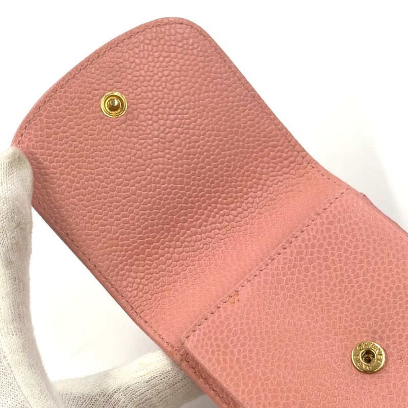 Chanel Coco-mark Cigarette Caviar Skin Pink Case Small Case Gold