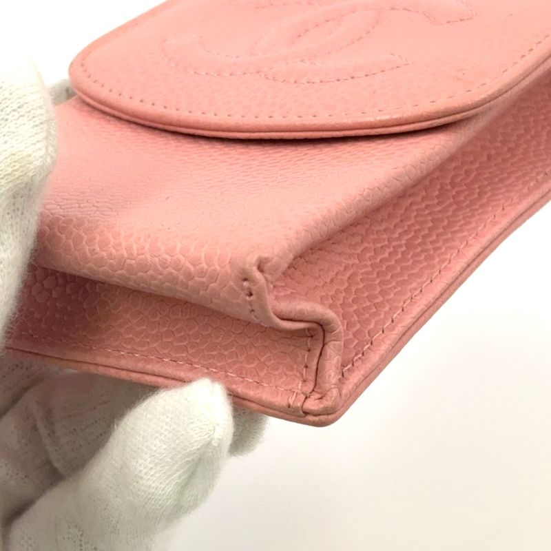 Chanel Coco-mark Cigarette Caviar Skin Pink Case Small Case Gold