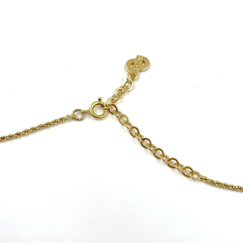 Christian Dior CD Logo Rhinestone GP Gold Necklace