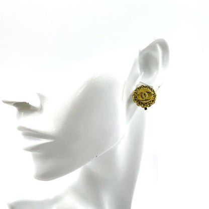 Chanel Coco Mark Chain Circle 95P GP Gold Earrings